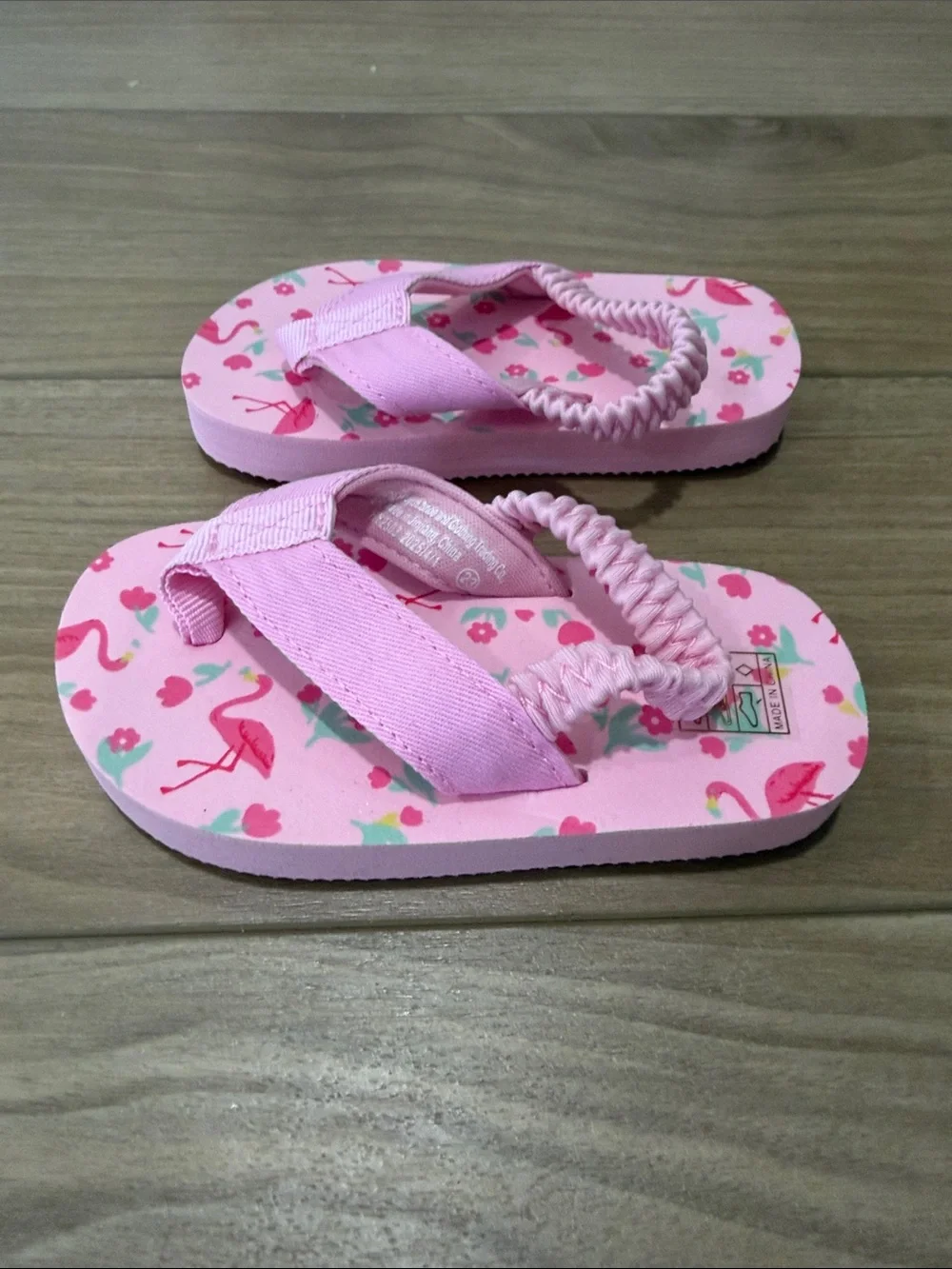 Pink Flamingo Print Toddler Flip Flops